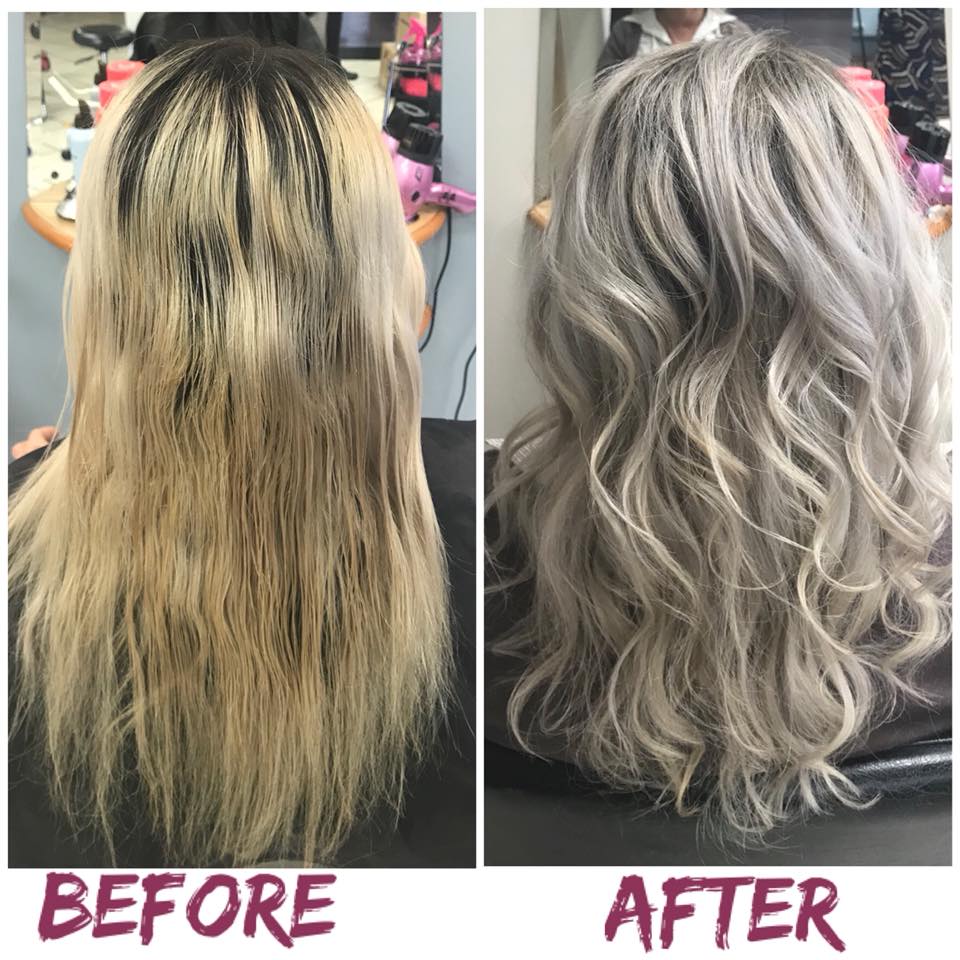 before blonde - after ash grey